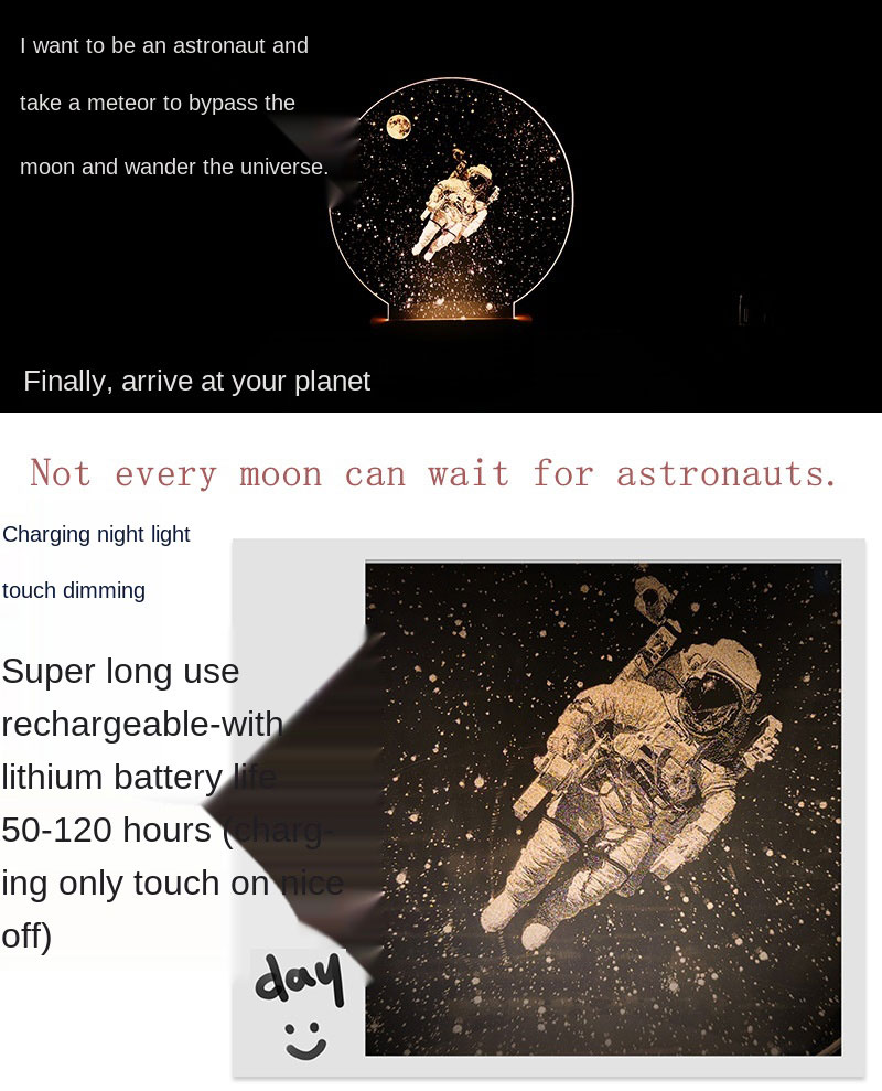 the astronaut decorates the small night light 7